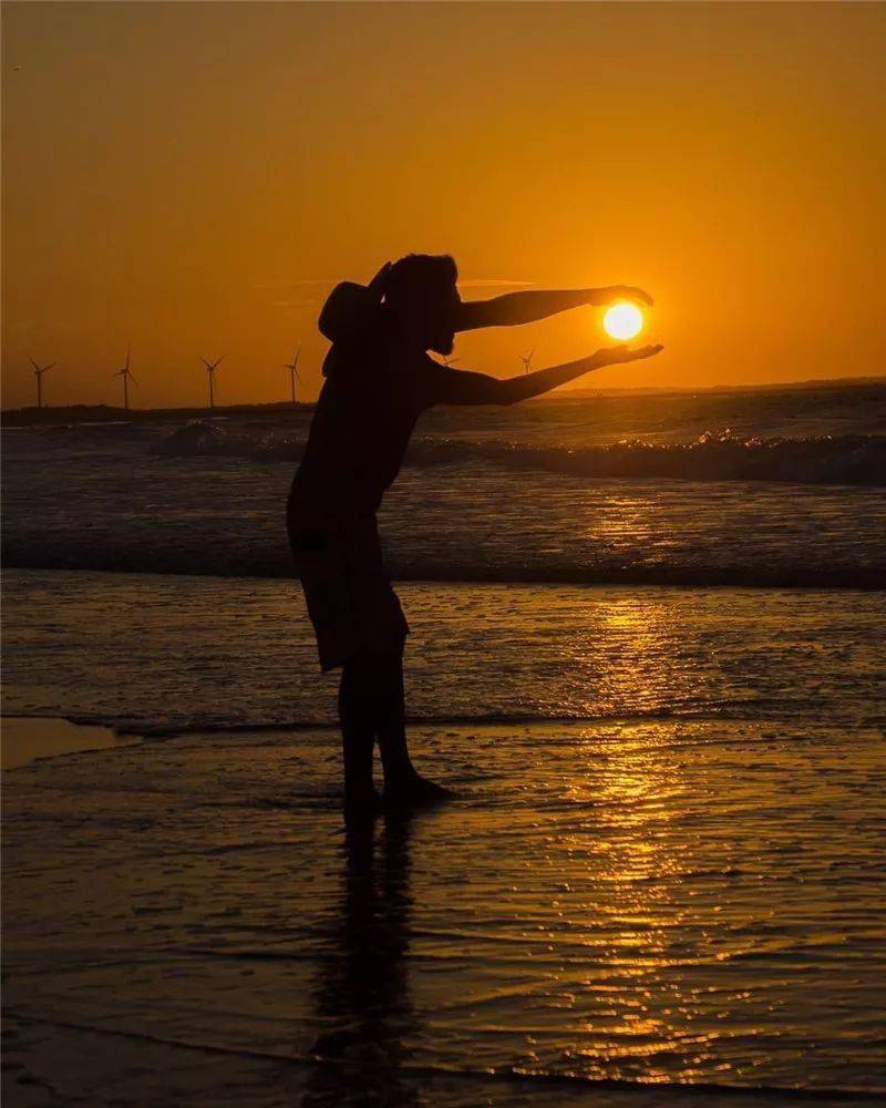 夕阳照片这样拍实在太有创意啦