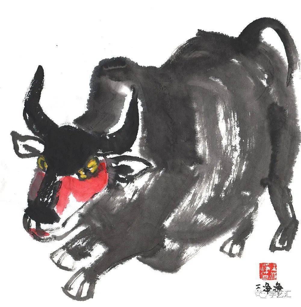 儿童水墨画素材35岁以上萌趣水墨牛