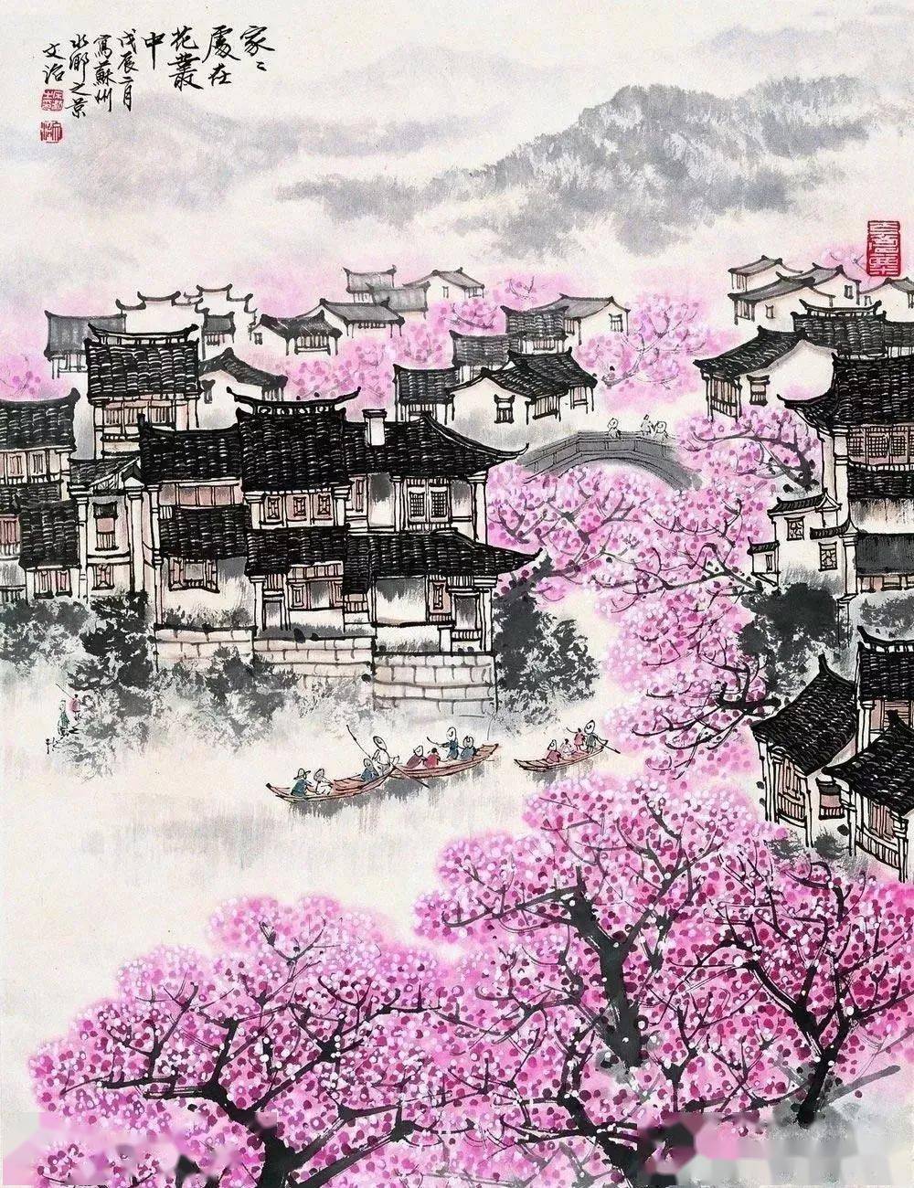 宋文治,笔下的江南春色,娇颜温婉,别有一番情韵