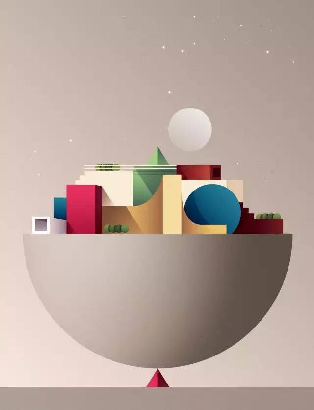 色彩与光影的构成,传达情绪的极简插画