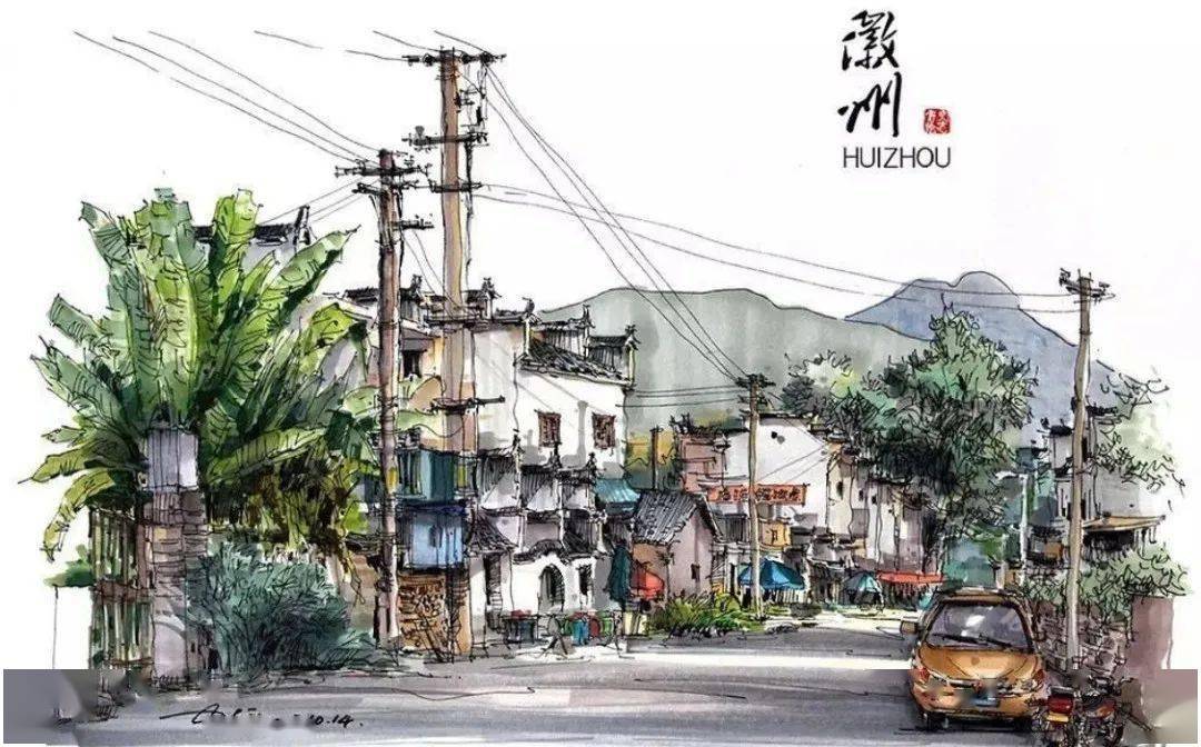 史志方钢笔淡彩作品欣赏(徽州)