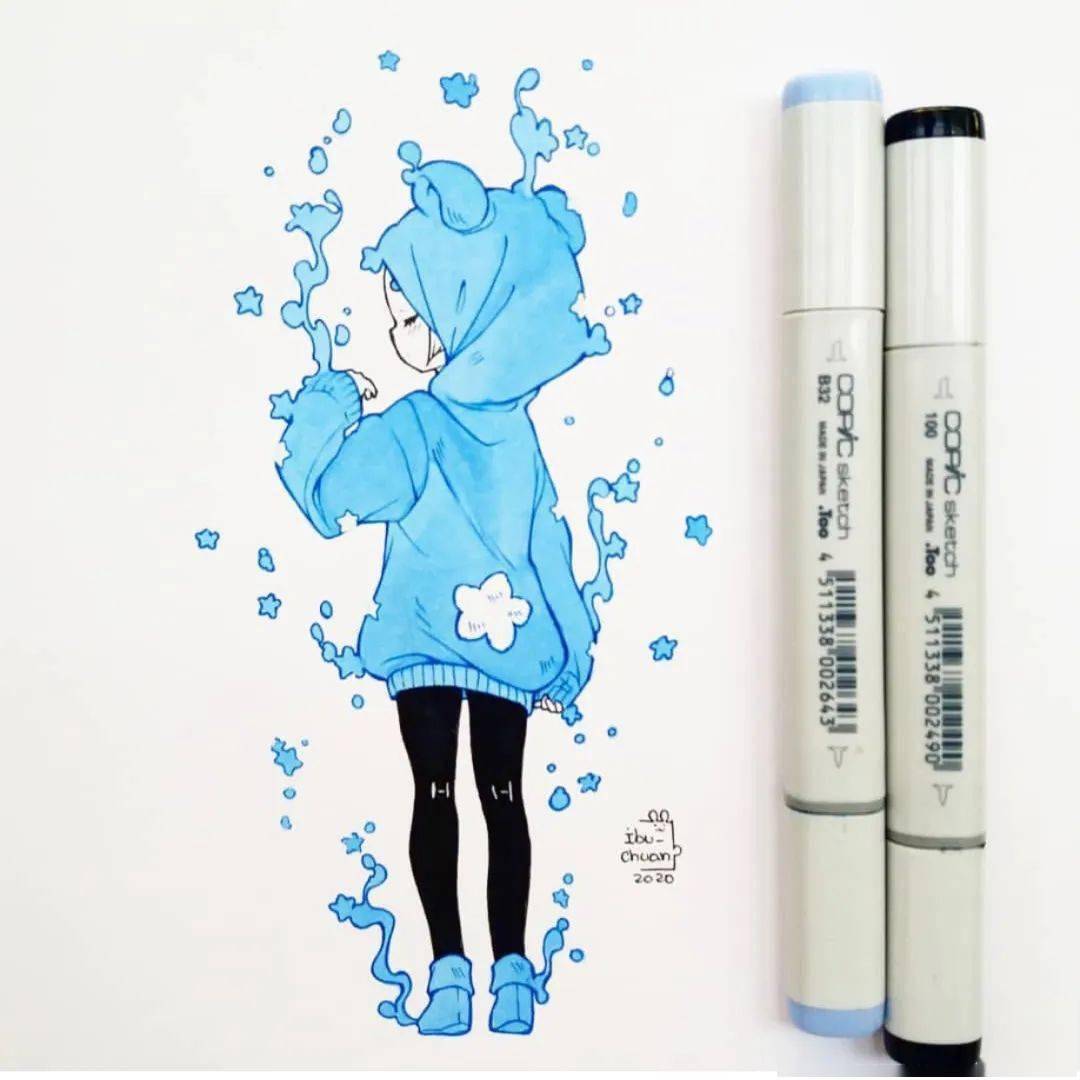 马克笔手绘丨恶魔尖尖都掩盖不住这可爱的神仙画风呢~_ibu