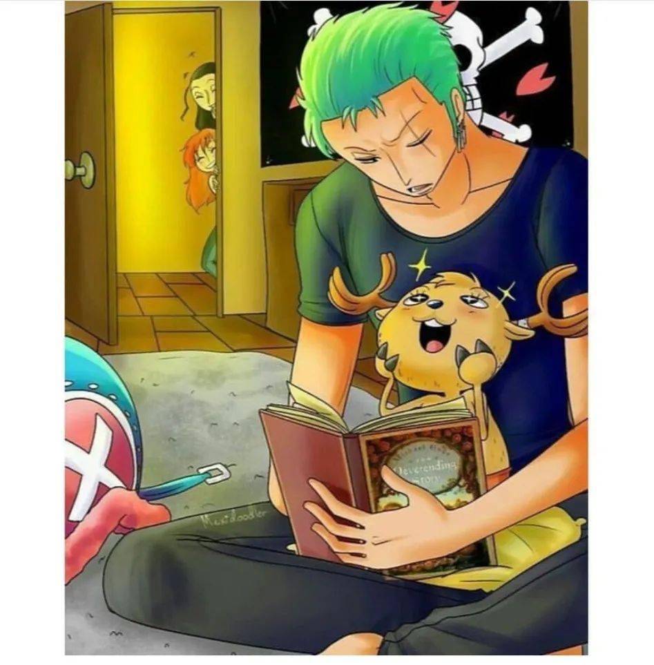 【趣图】索隆也会看书啊,看乔巴一脸崇拜的样子好萌