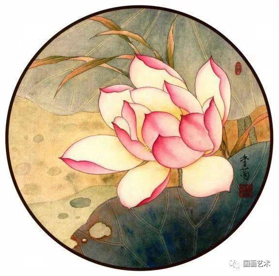 工笔荷花团扇清凉出尘