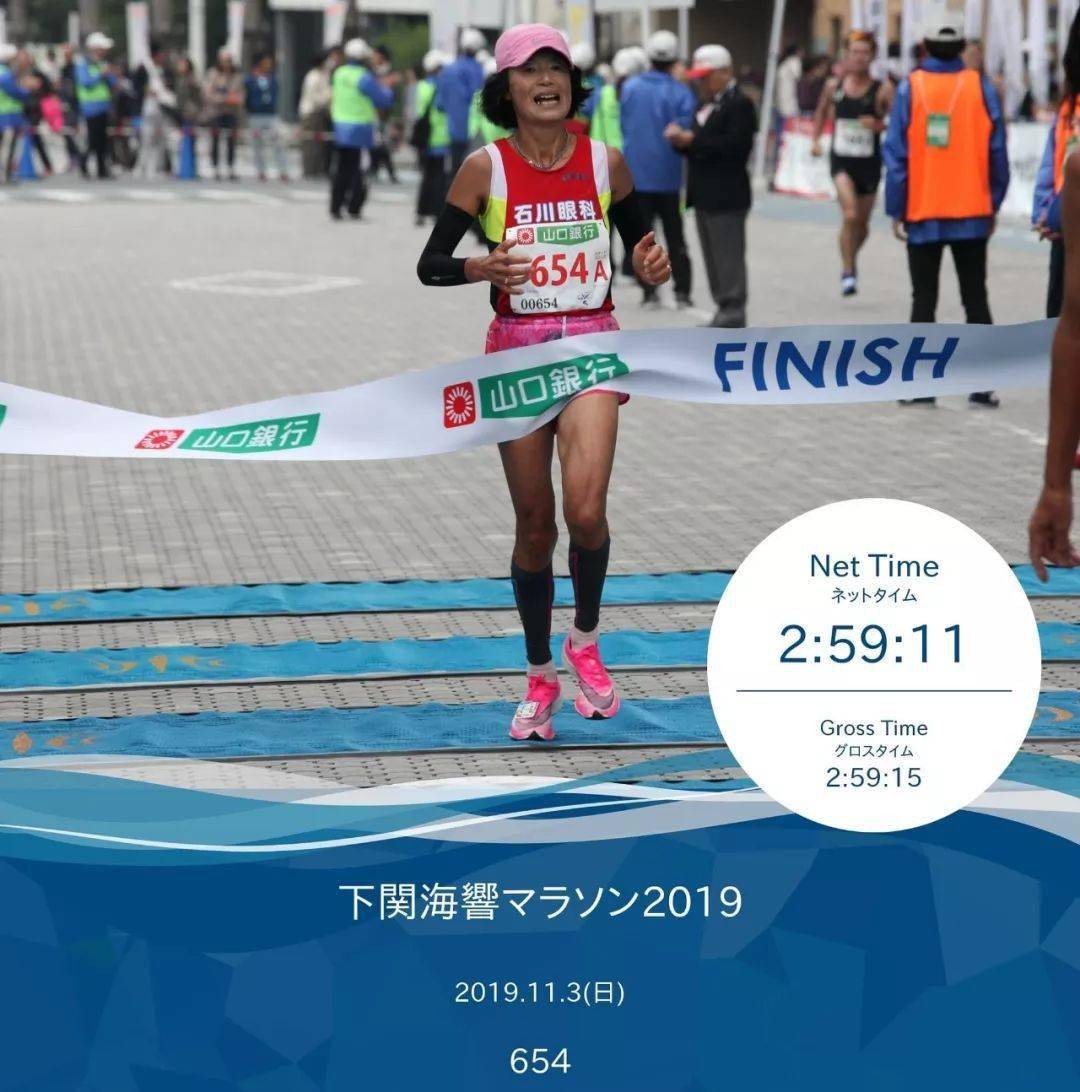 秒)——成为世界首个也是迄今唯一一个全马打开3小时大关的"60 女子"