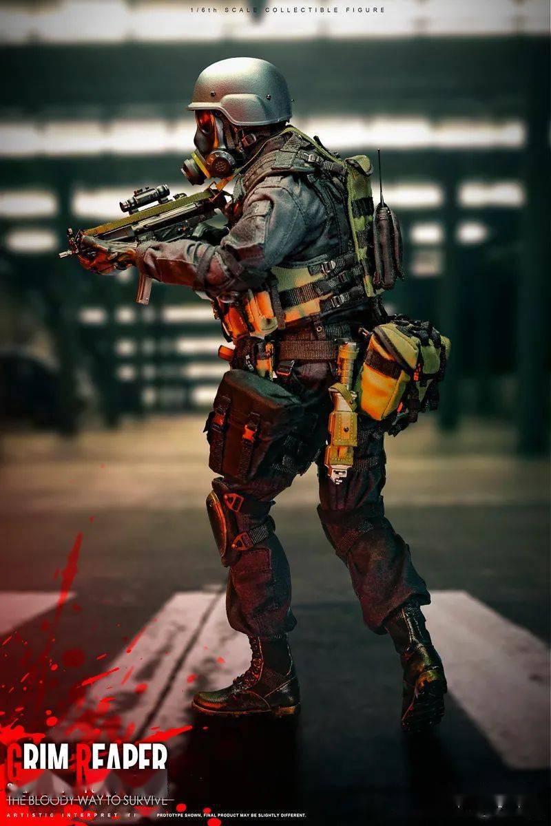 弹匣包腿挂手鎗套腿挂面具包战术背心防弹背心防毒面具 (战损形态)