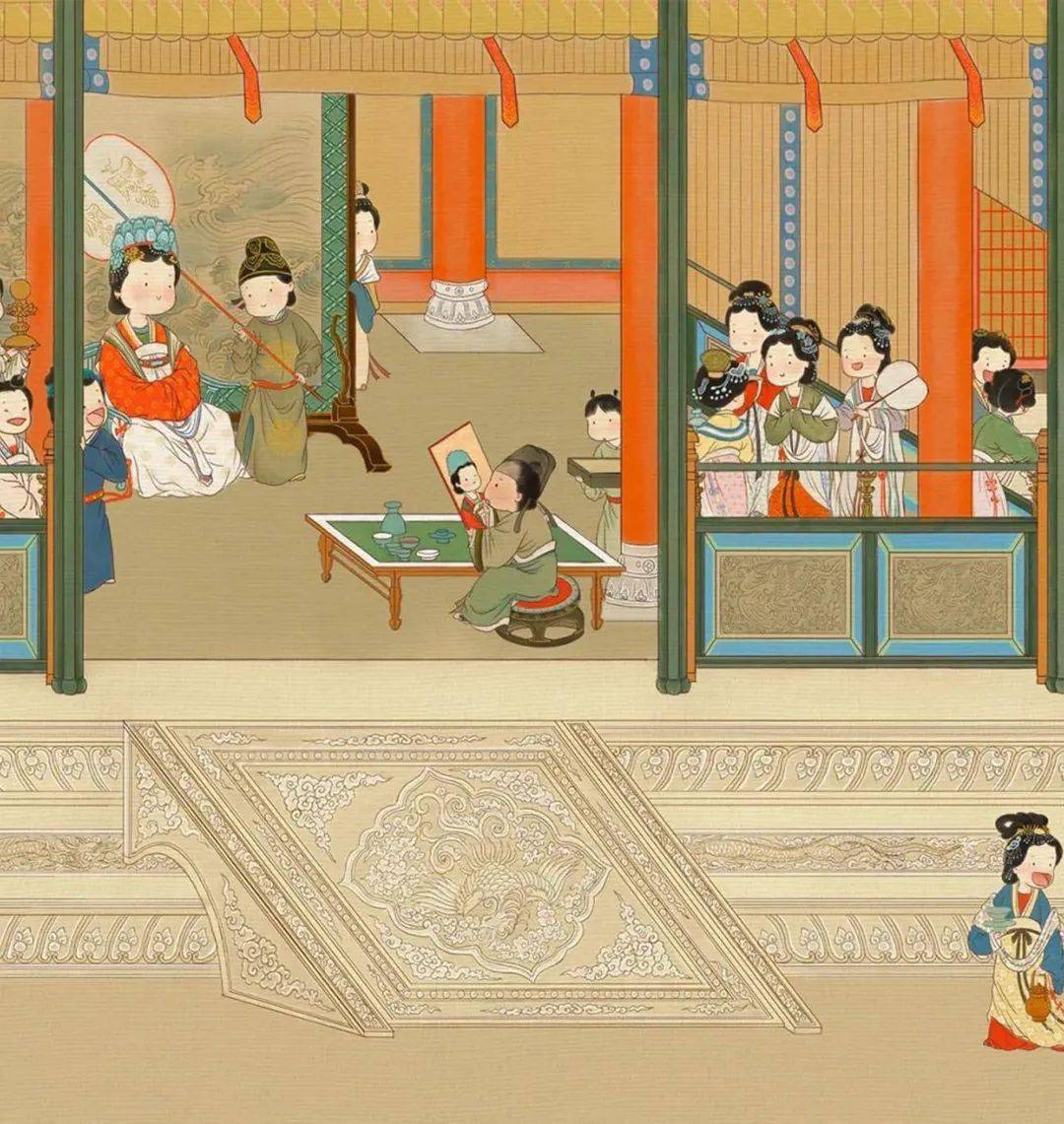 后宫佳丽们《汉宫春晓图》是明代画家仇英创作的一幅绢本重彩仕女画