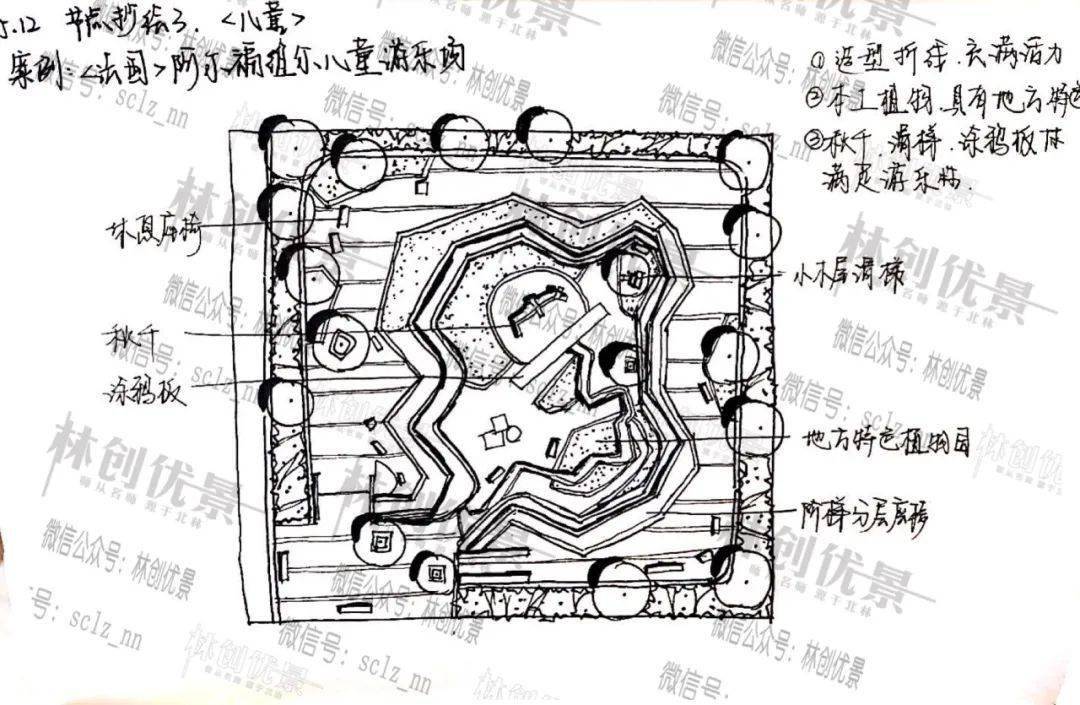 每日一画跟着林创画节点day485老人儿童活动场地