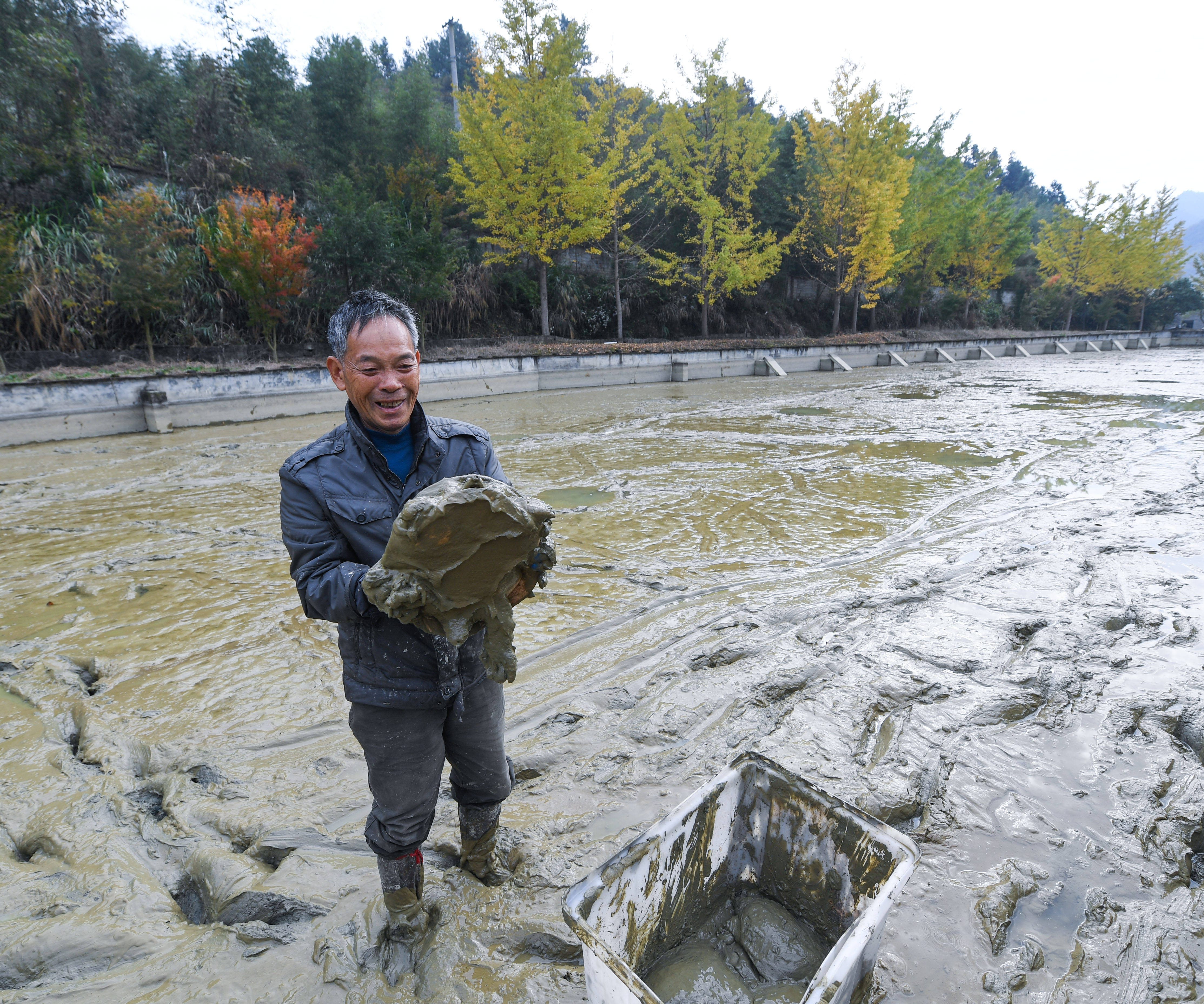 10月27日,空中俯瞰杭州市临安区太阳镇浪山村龙潭甲鱼基地(无人机照片