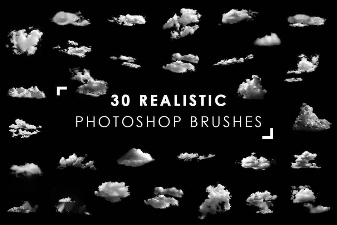 设计素材|30款白云高清图案ps印章笔刷