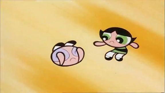 飞天小女警泡泡和毛毛配合结果直接打倒三人真是迅速