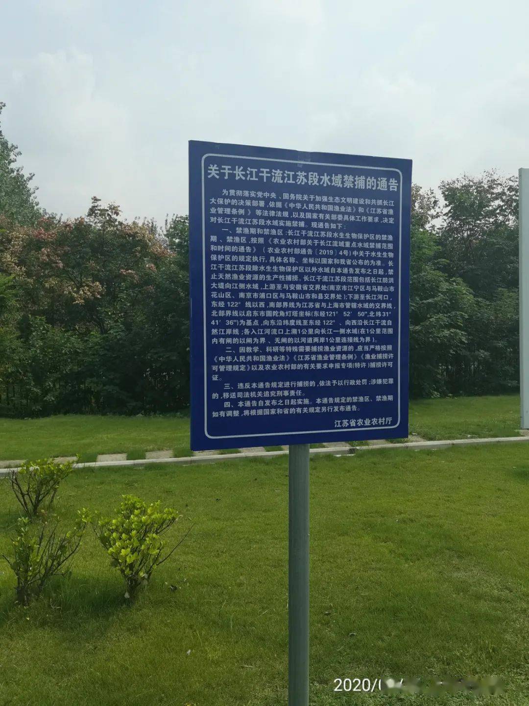 张贴各类长江流域禁渔通告48份,在长江重点区域竖立固定的禁捕界牌