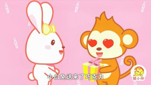 猫小帅故事今天小猴过生日大家带来很多礼物小猴子很开心