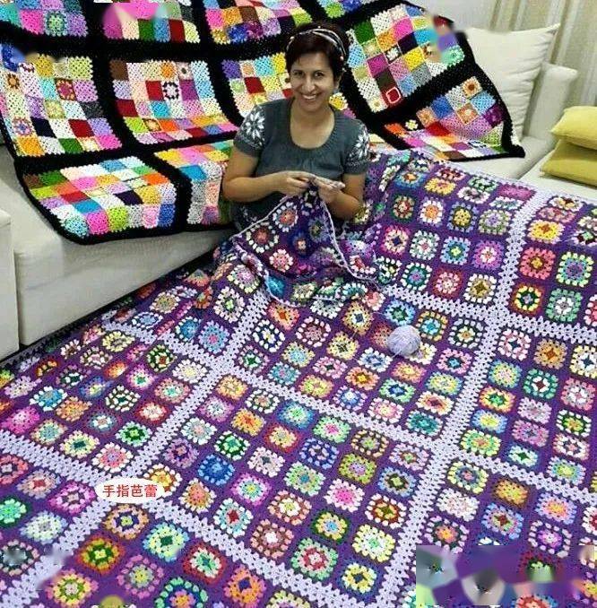 多种方块花钩织毯子附图解