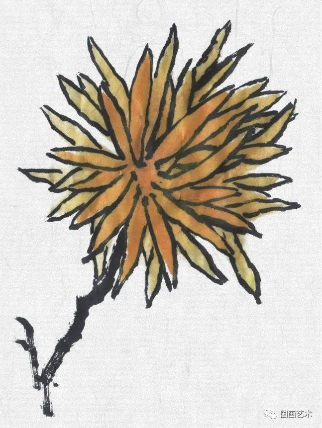 国画教程菊花花头的写意画法