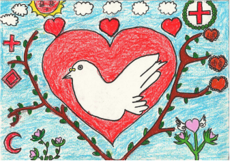 组织"我眼中的红十字"绘画大赛,通过绘画作品,让红十字"人道,博爱