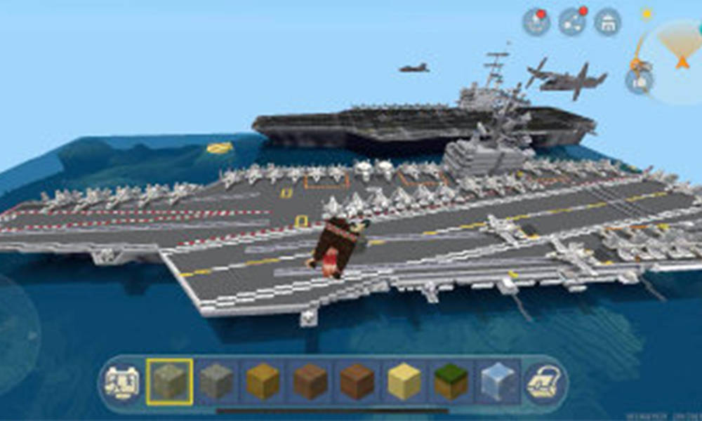 迷你世界:玩家自制军舰太震撼,完美还原辽宁号,少年强则国强!