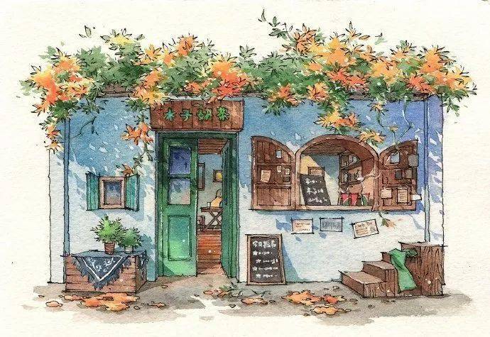 钢笔淡彩 | 治愈系小房子