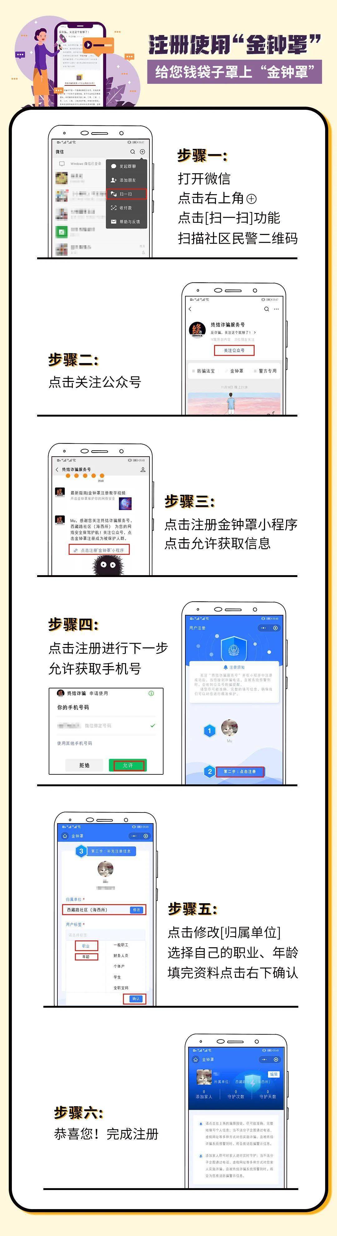 【防范电信诈骗】快来注册"金钟罩"!守好自己钱袋子!