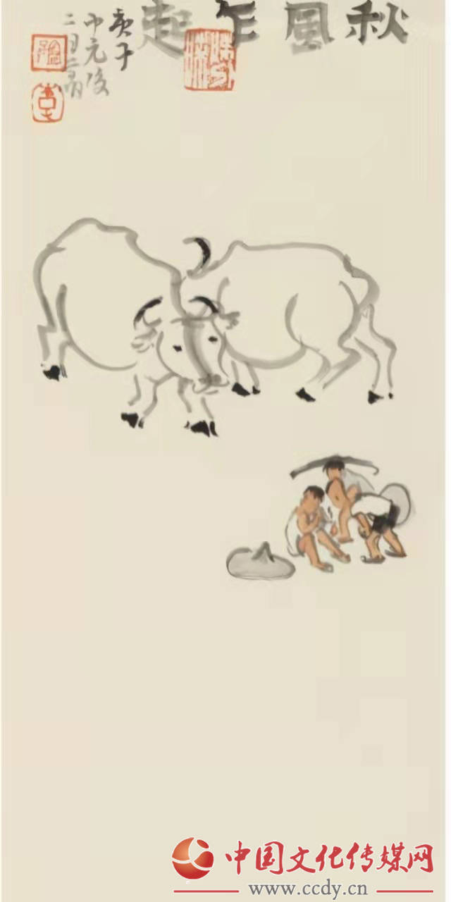 牧笛声声梦回故园读李学明画牛系列作品