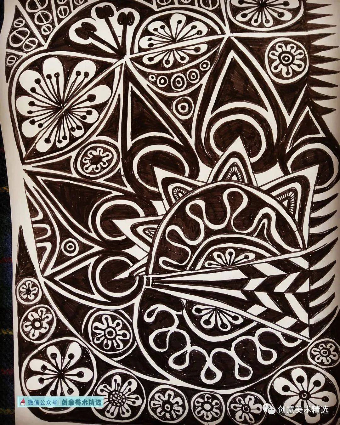黑白装饰画临摹素材——20张创意纹样涂鸦