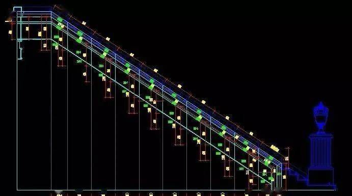 石材旋转楼梯cad素材正面与侧面平面图参考