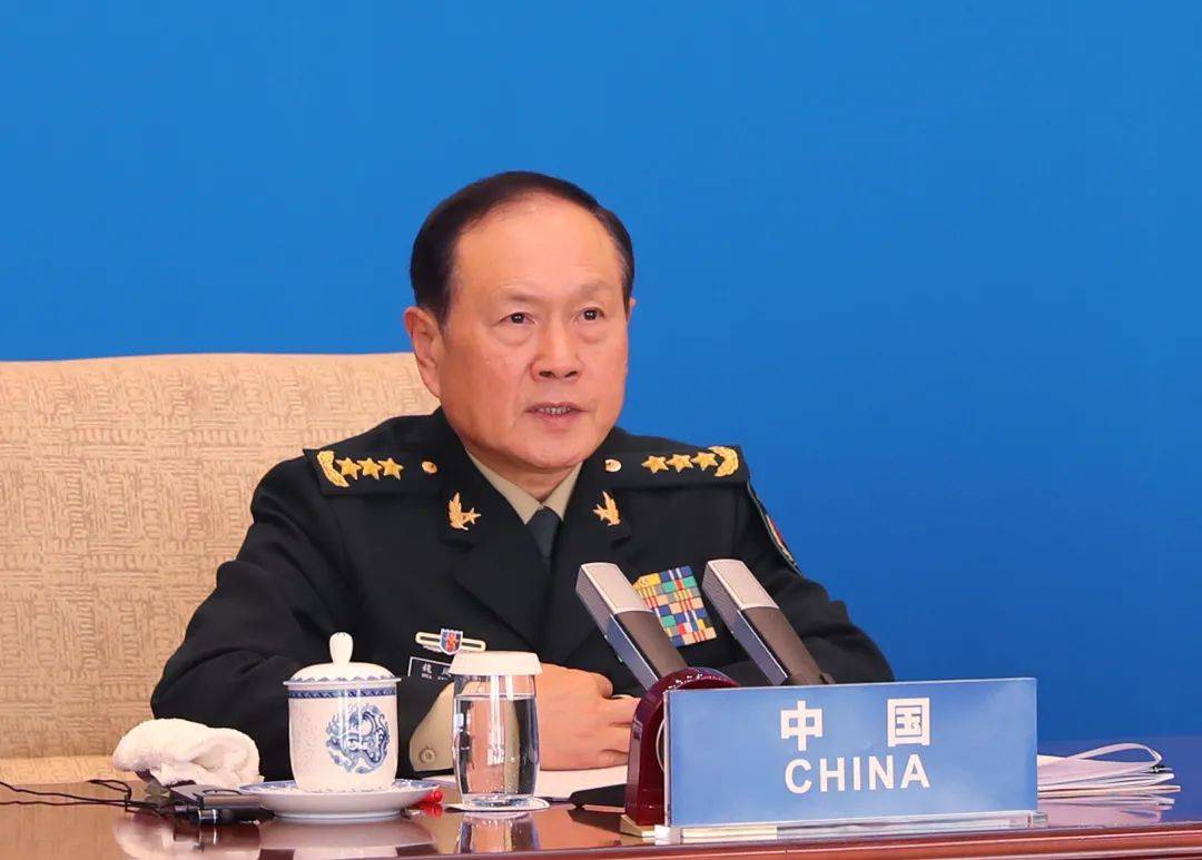 中国国务委员兼国防部长魏凤和出席并发言图为魏凤和发言