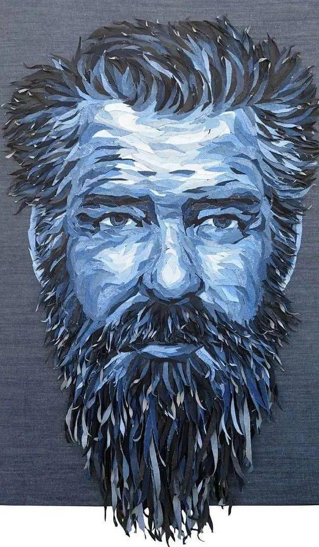 牛人用布料拼贴作画面料拼贴再造肌理