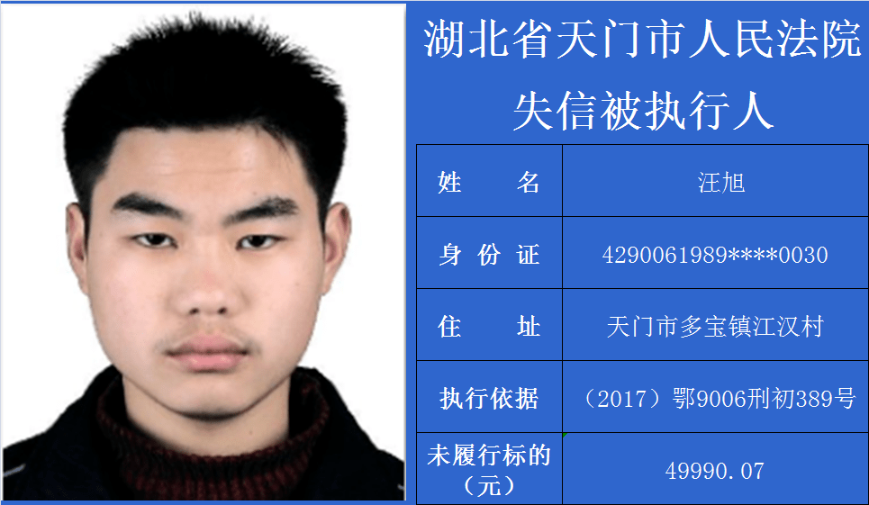 天门曝光27名失信被执行人照片住址全公布