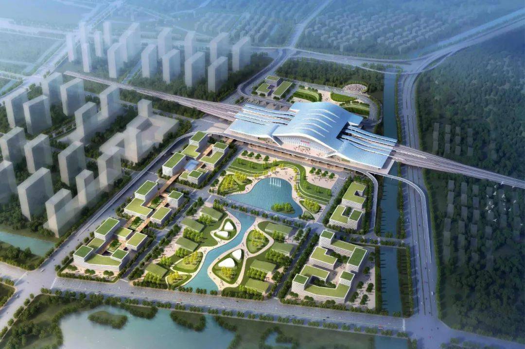 航拍台州中心站杭绍台高铁台州中心站最新进展