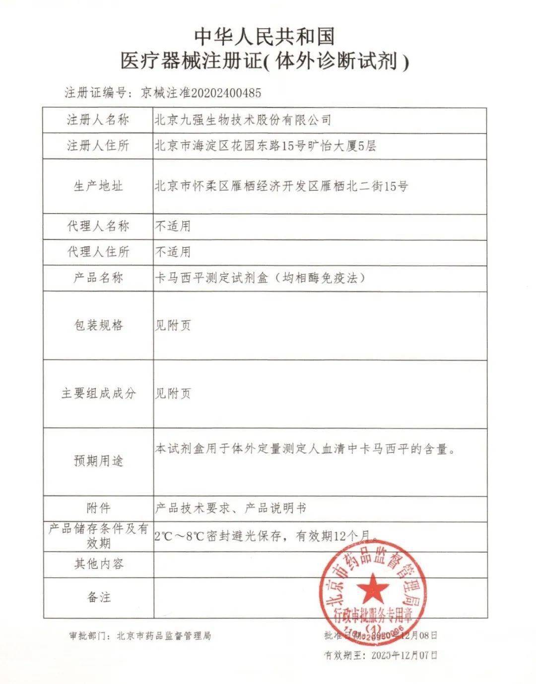 快讯九强生物又获四项产品注册证