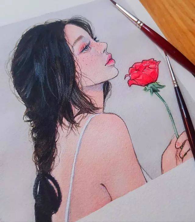 水彩人物水彩风动漫插画仙气逼人学水彩就该画这种