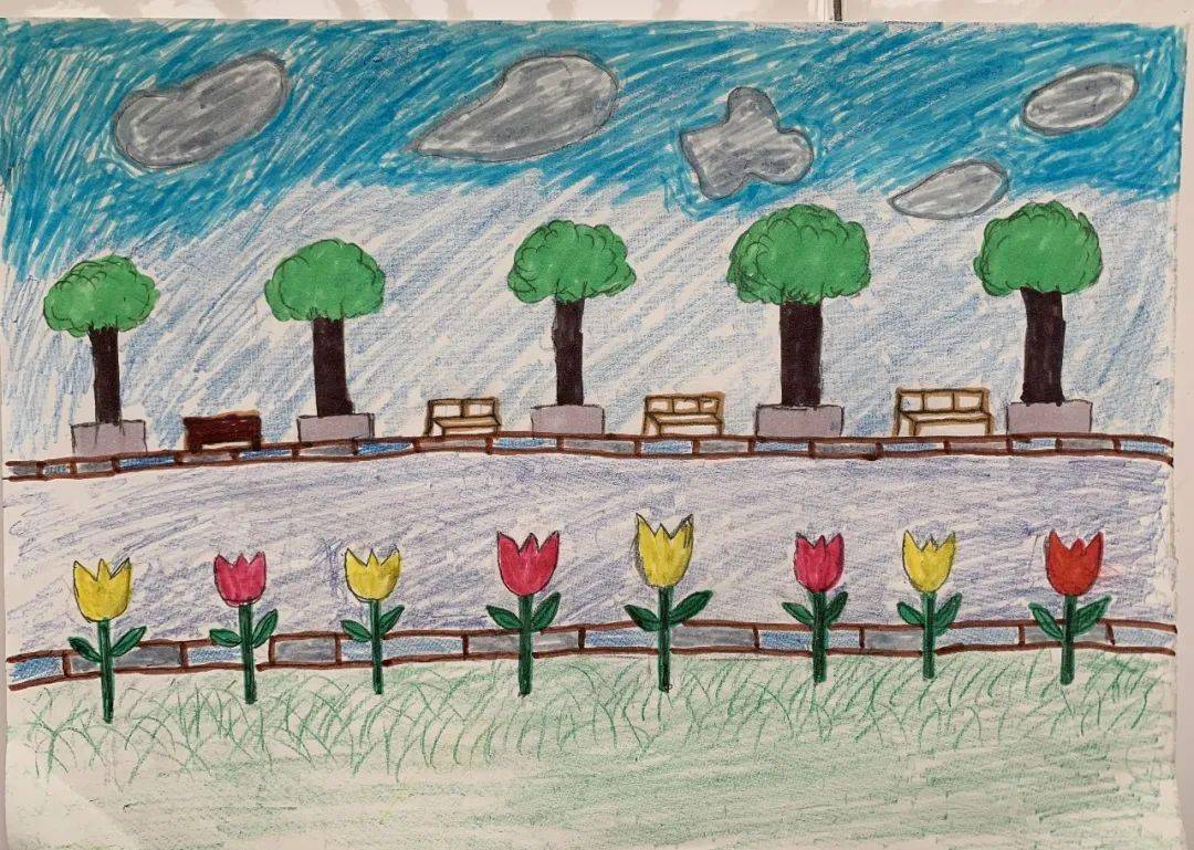 有趣的间隔排列记长安中心小学三年级数学创意画活动