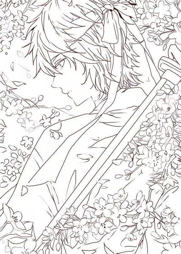 黑白线稿古风人物帅哥美男白描线稿