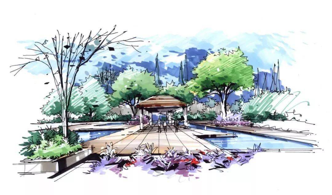 手绘之美100张建筑景观手绘效果图