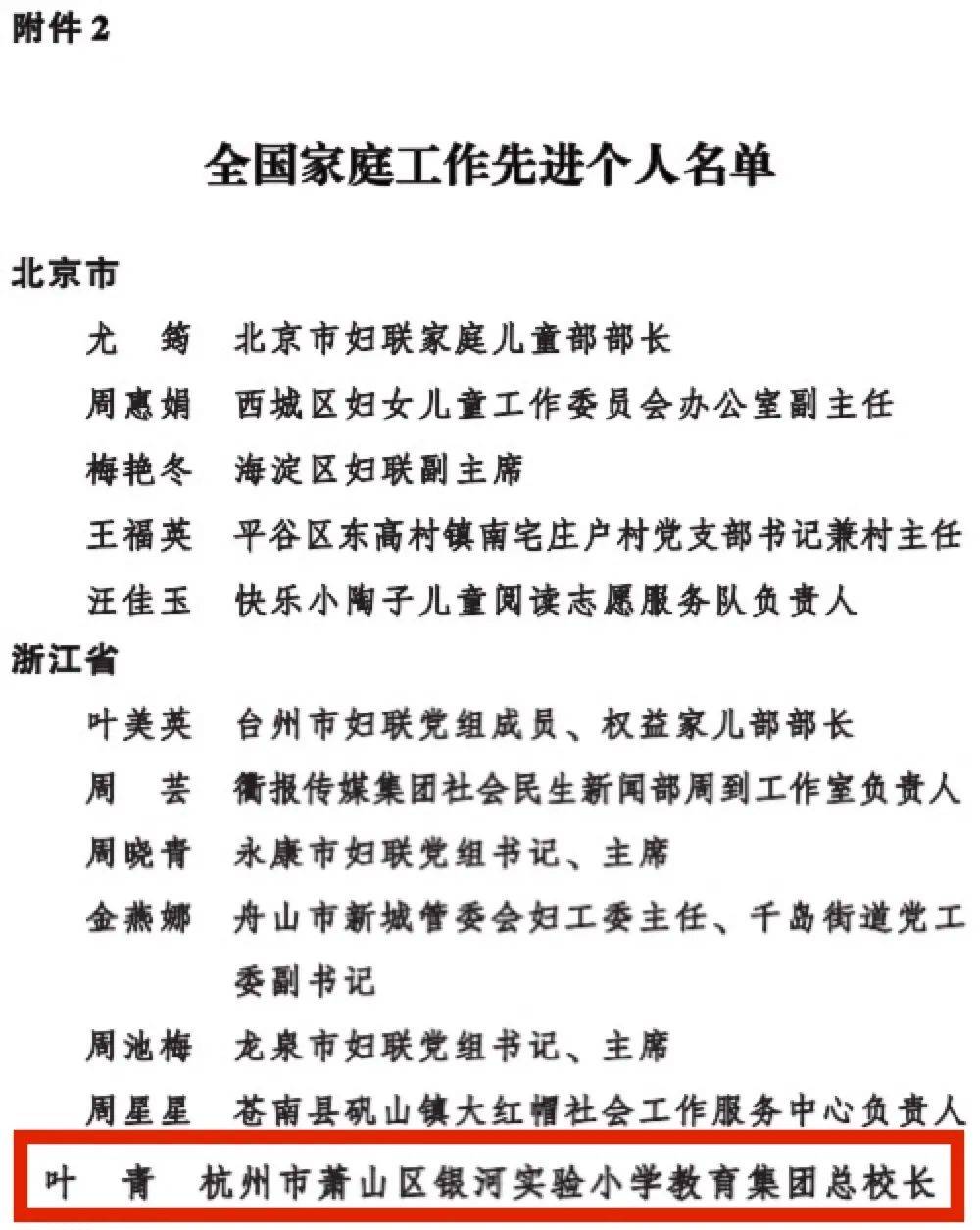 喜报2020年度全国最美家庭全国家庭工作先进个人名单新鲜出炉萧山这些