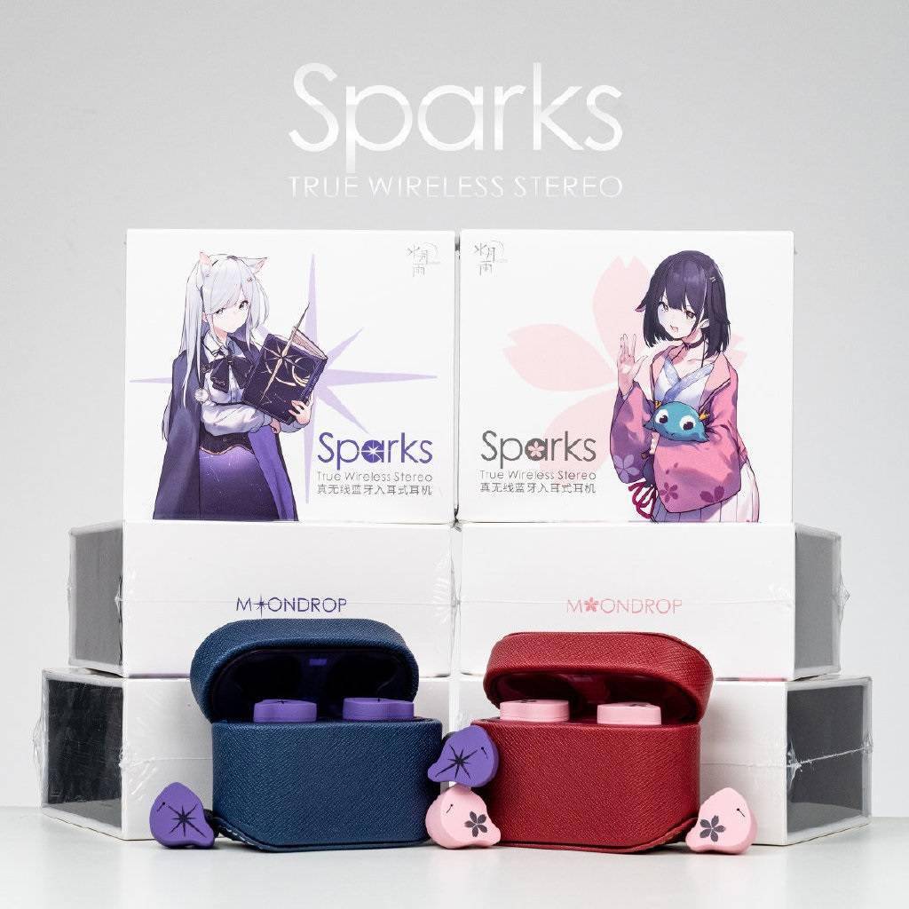 水月雨发布 sparks 火花 tws 蓝牙耳机:二次元包装,半透明充电盒