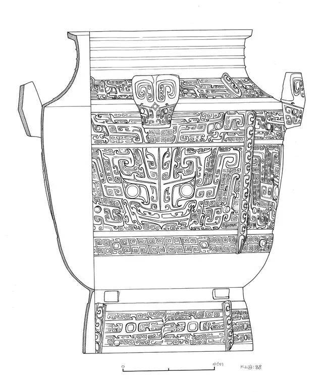 青铜圆罍线描图"现在我所画的文物图,包括金器,青铜器,玉器,石器和