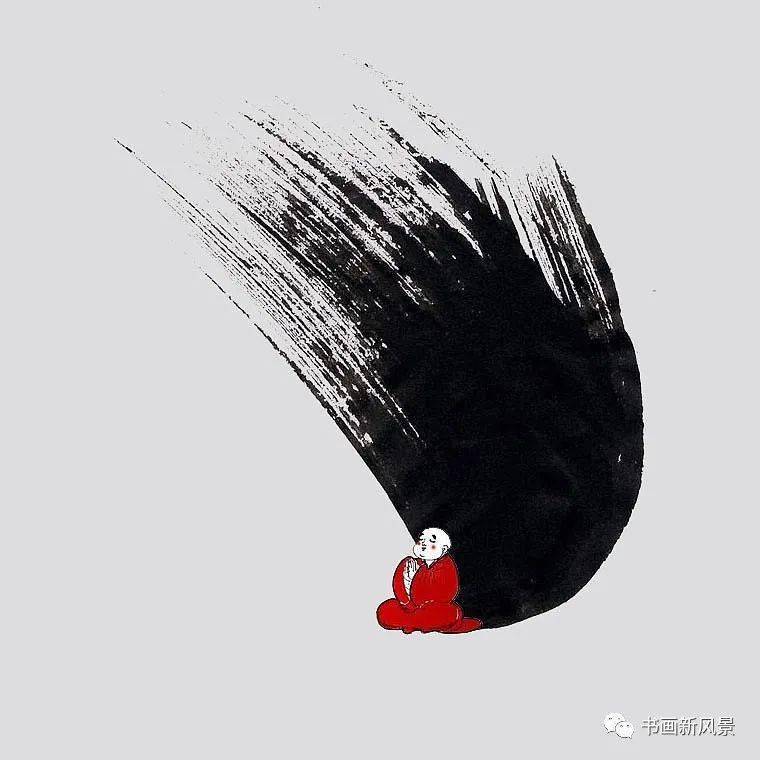 一组极简泼墨禅画