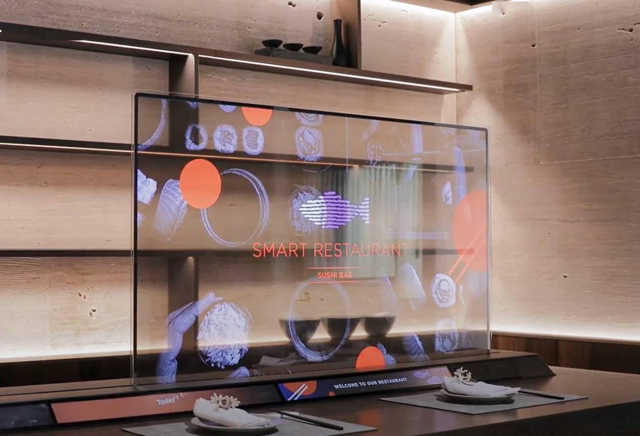 lg 展示 55 英寸透明 oled 显示器_顾客