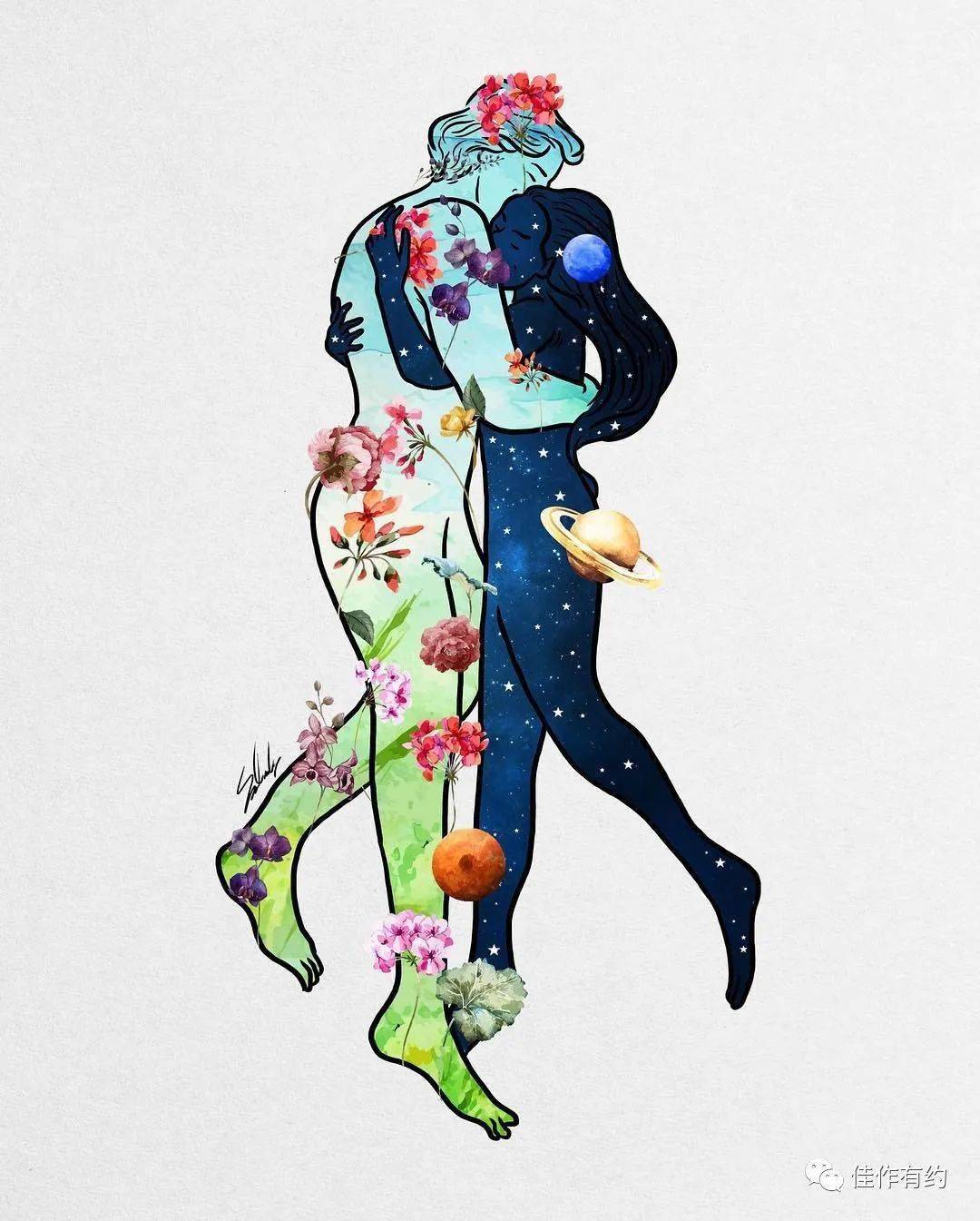 插画师运用数字艺术拥抱那无比浩瀚的美丽星辰