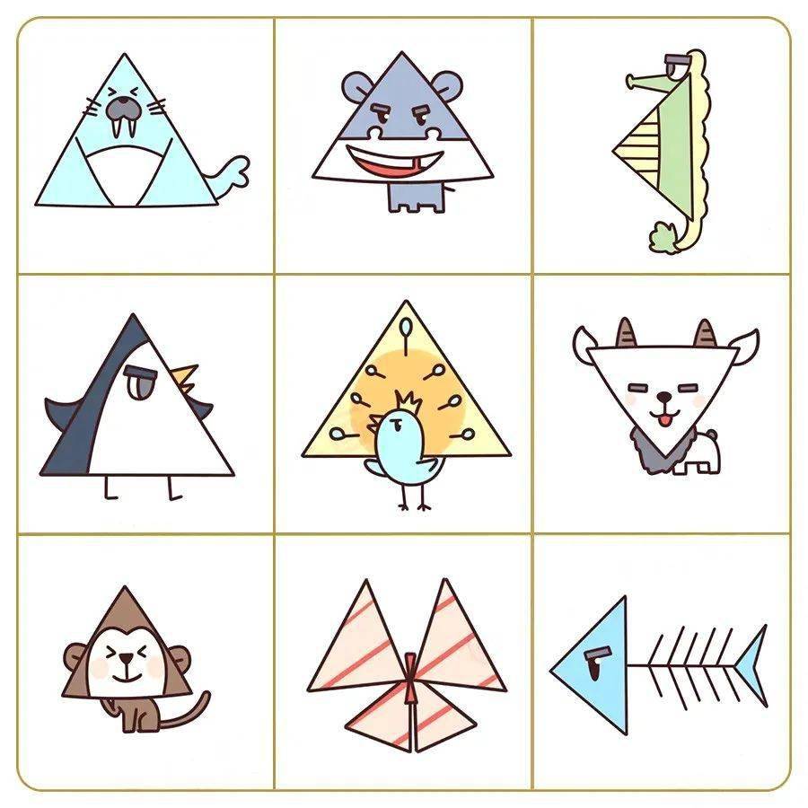 三角形拼成的小动物图片