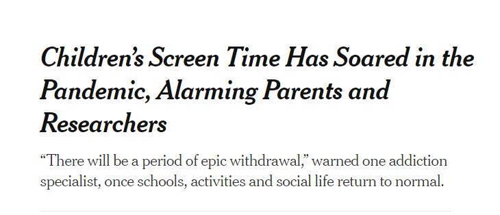 《纽约时报》称疫情期间孩子玩游戏、上网太多家长得注意 
