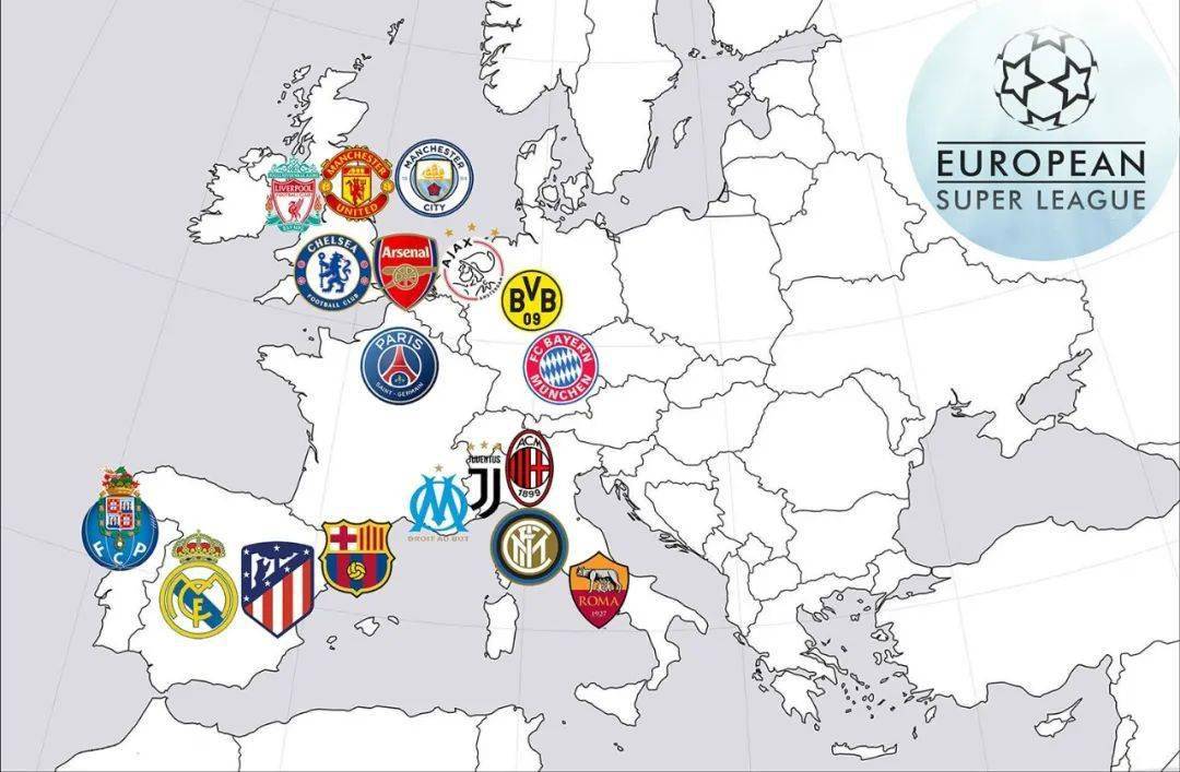 欧洲足球俱乐部分布图图片