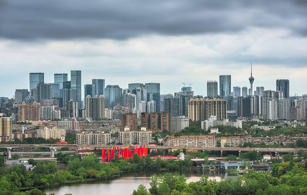 成都市中心cbd天际线建筑风光.