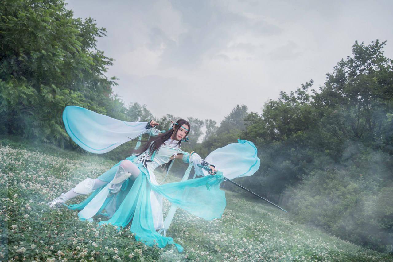 劍網三雪河琴娘cosplay--驟雨初霽