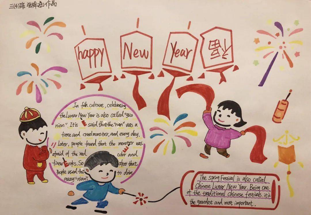 手抄报新年祝福语英语图片