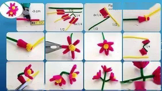 毛根手工制作花朵步骤图片