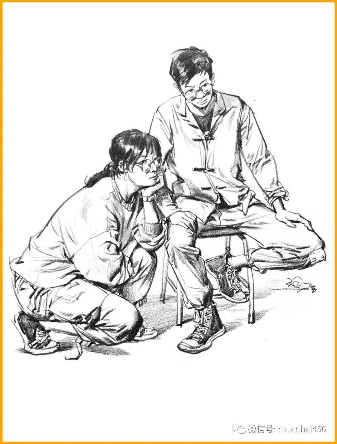 艺考速写哇为什么你的双人速写画得这么好有灵性的速写应该这样画