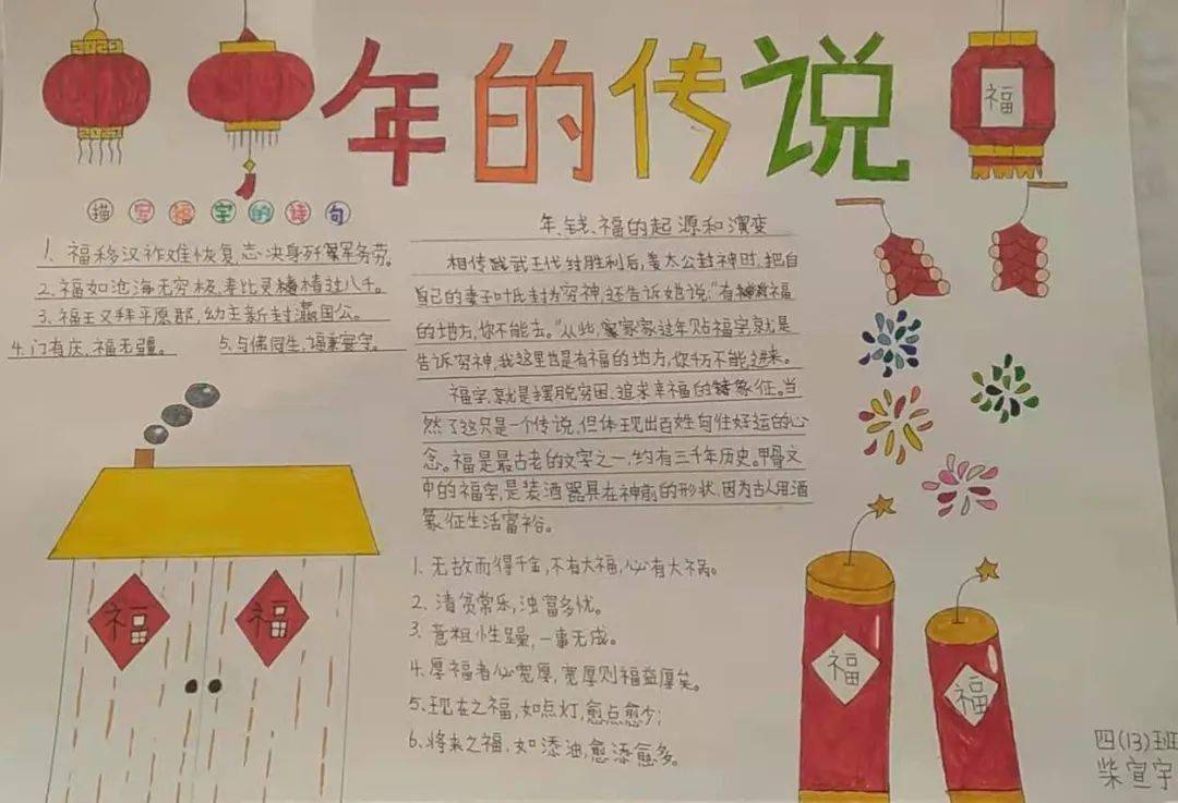 豐翼小學體驗春節年俗趣味弘揚優秀傳統文化記四年級語文組作業展示